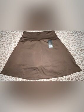 Brown Fold-Over Waist Skirt